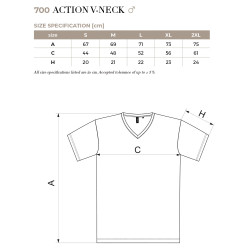 Koszulka męska Action V-neck z nadrukiem - 95% bawełna 180g