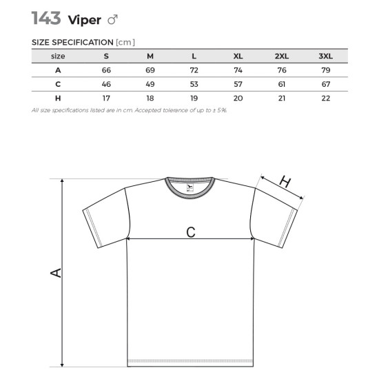 Koszulka męska VIPER z nadrukiem - 100% bawełna 180g