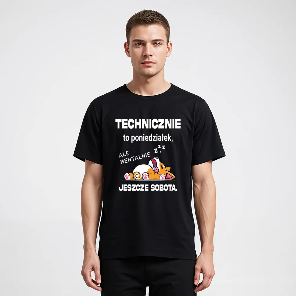 Technicznie to poniedziałek - czarna koszulka męska