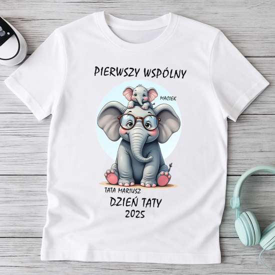 Pierwszy wspólny Dzień Taty 2025 – tata słoń - personalizowana koszulka