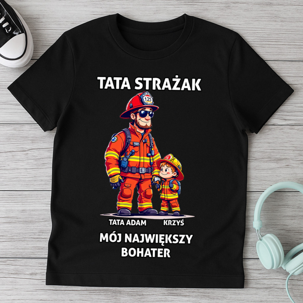 Tata strażak - personalizowana koszulka na dzień taty