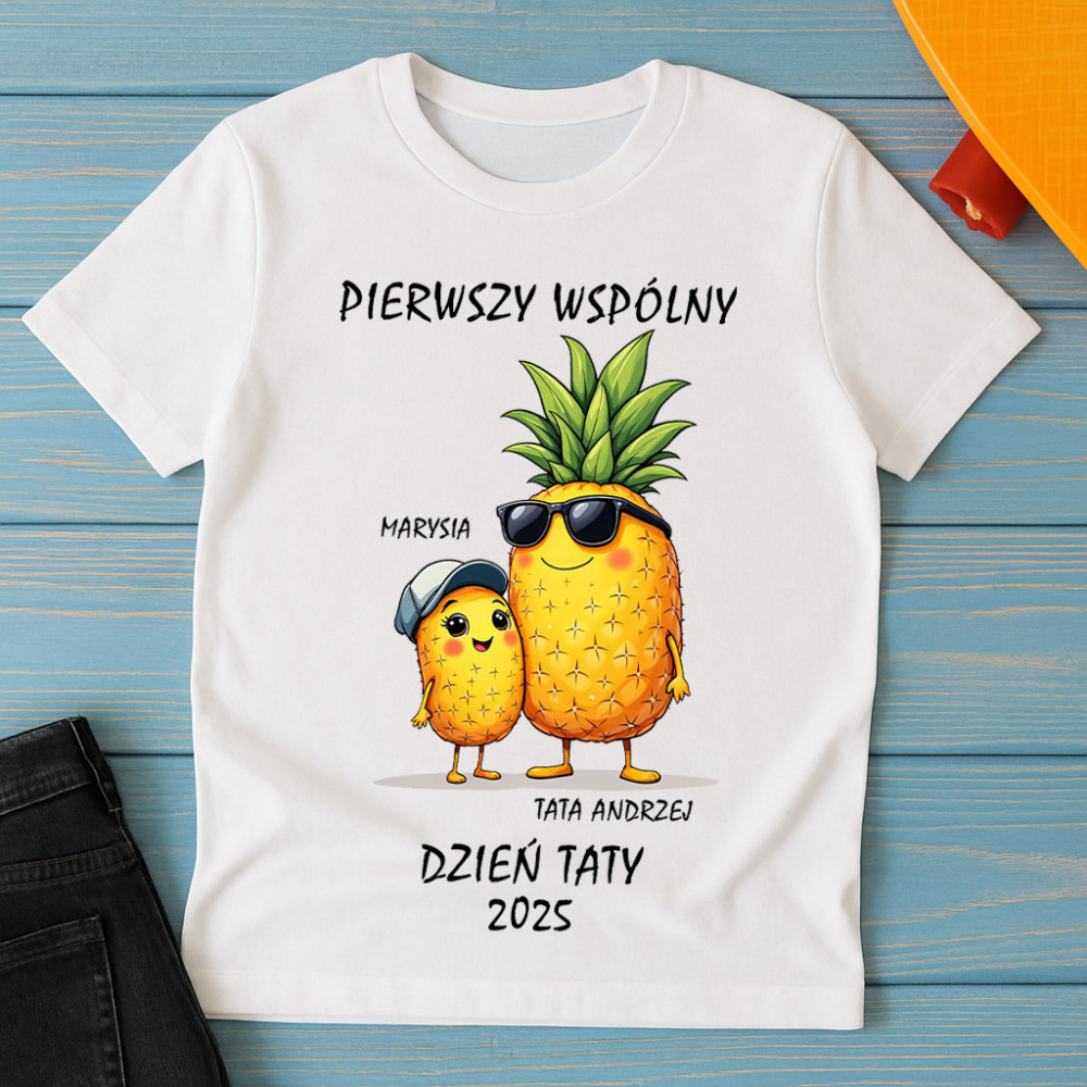 Pierwszy wspólny Dzień Taty 2025 – tata ananas - personalizowana koszulka