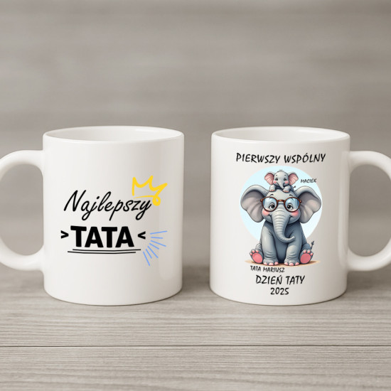Pierwszy wspólny Dzień Taty 2025 – tata słoń - personalizowany kubek