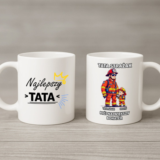 Tata strażak, mój największy bohater - personalizowany kubek