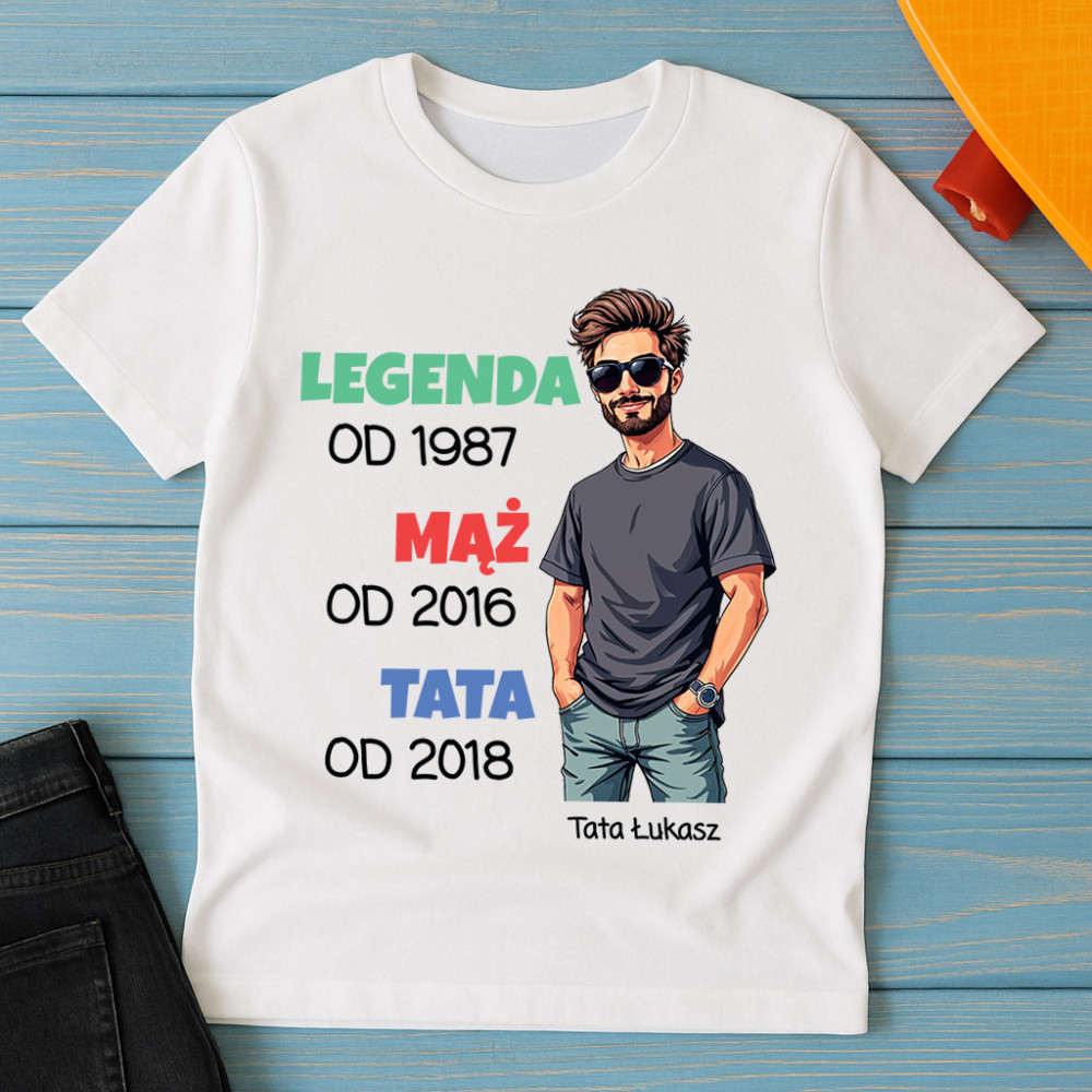 Legenda. Mąż. Tata. - personalizowana koszulka na dzień taty
