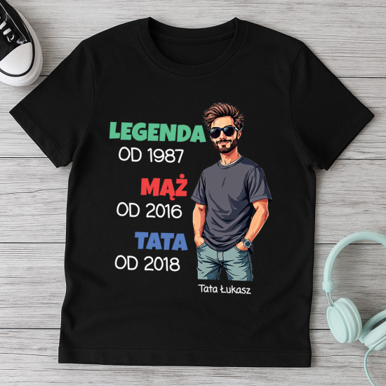 Legenda. Mąż. Tata. - personalizowana koszulka na dzień taty