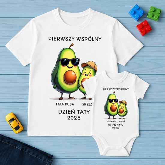 Pierwszy wspólny Dzień Taty - tata awokado - zestaw koszulka + body