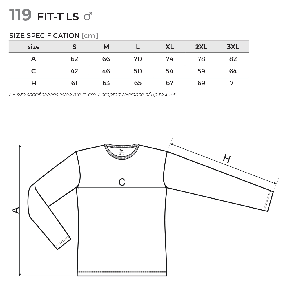 Koszulka męska FIT-T LS z nadrukiem - 100% bawełna 160g