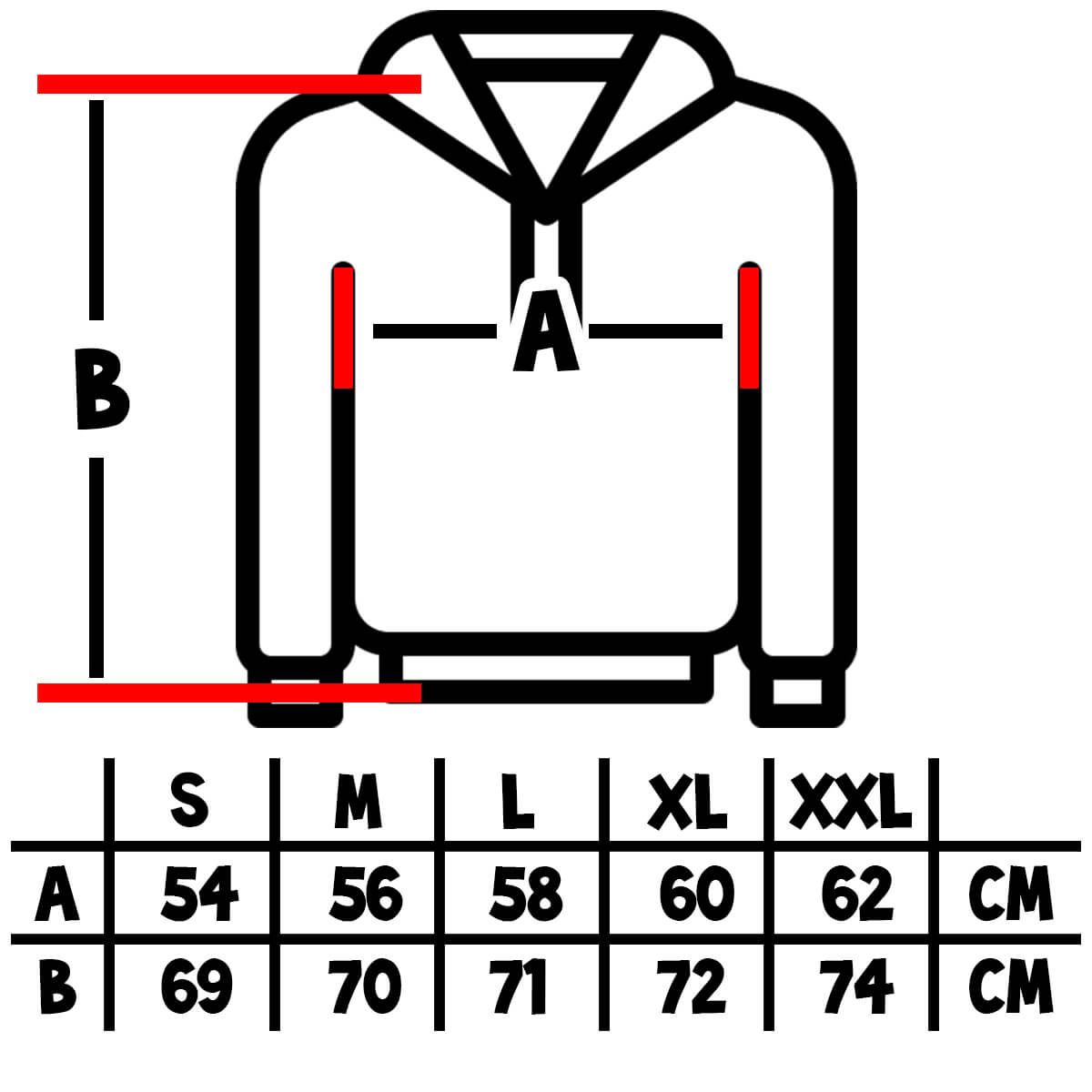 Tabela rozmiarów bluzy męskie
