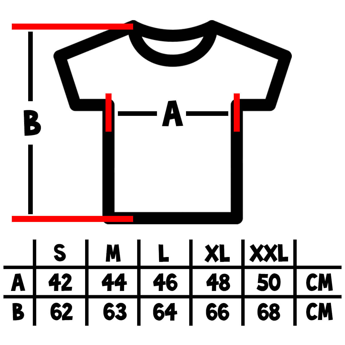 Tabela rozmiarów koszulki damskie